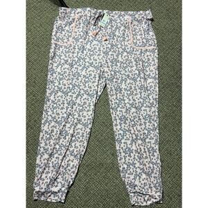Ink + Ivy Floral Pajama Bottoms, Womens Size 3X, Pink With Blue Flowers, NWT